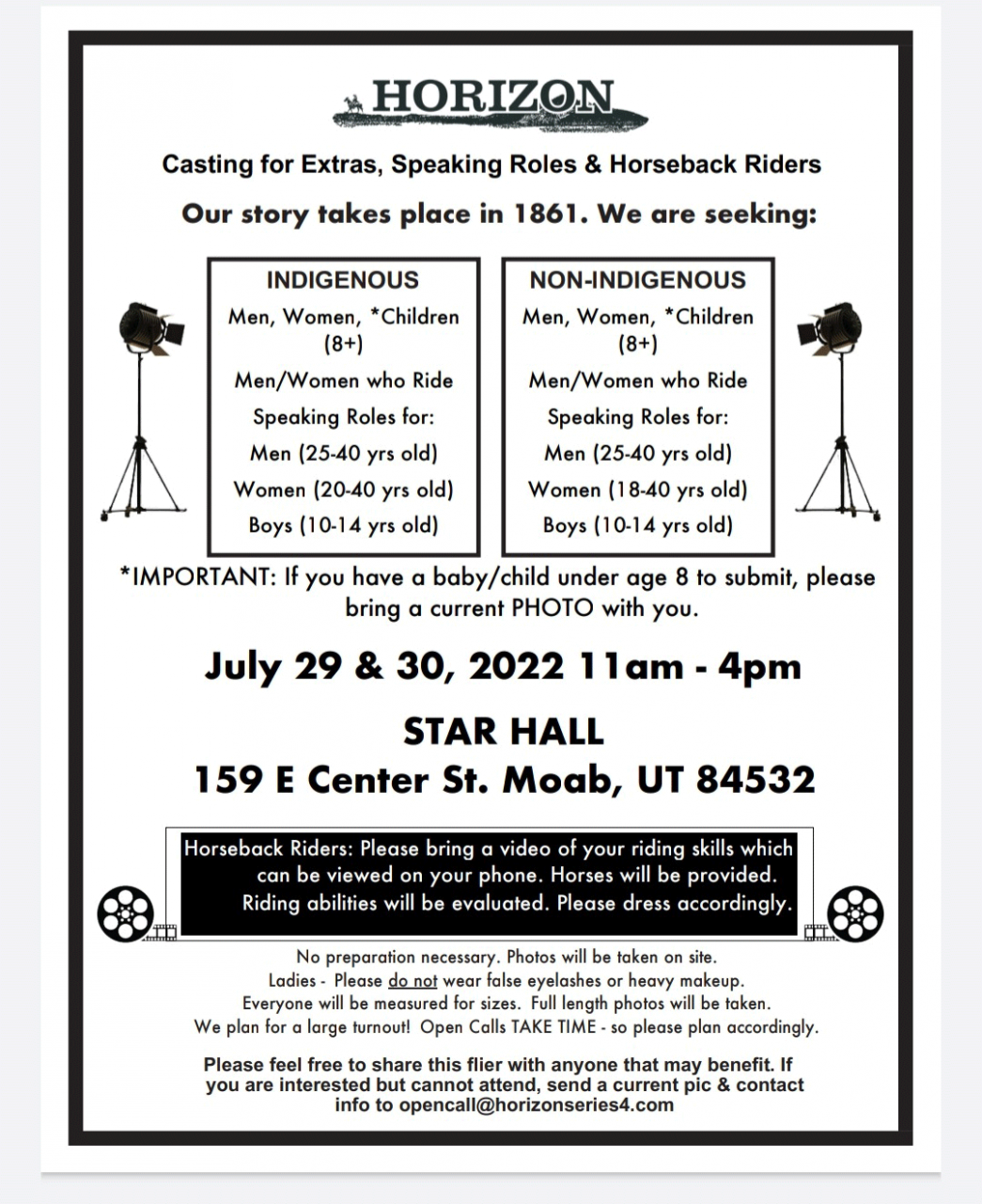 Horizon Casting for Extras, Speaking Roles & Horseback Riders