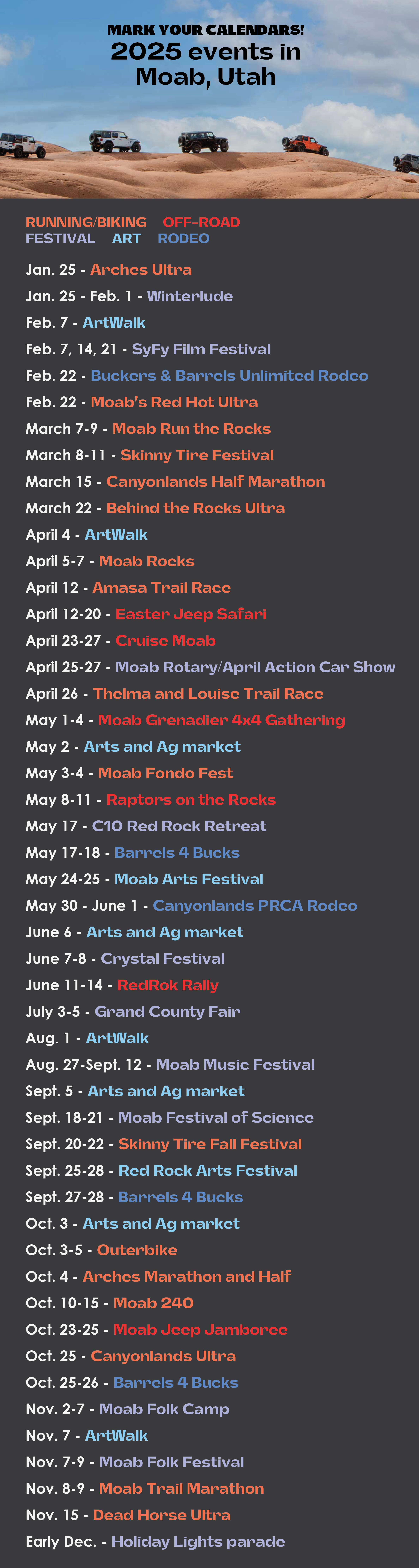 A graphic showing all of these calendar events